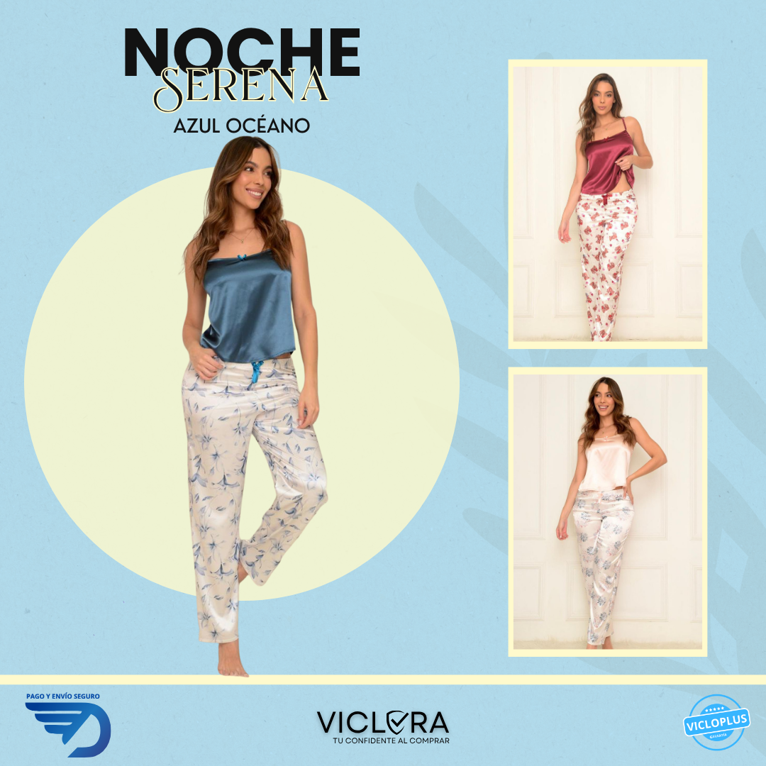 PIJAMAS FLOR DE SATÍN - TELA DE SATÍN PREMIUM TALLAS (S, M, L, XL)