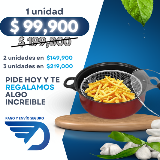 Olla 3 en 1 Vaporera y Freidora con Malla ajustable + REGALO