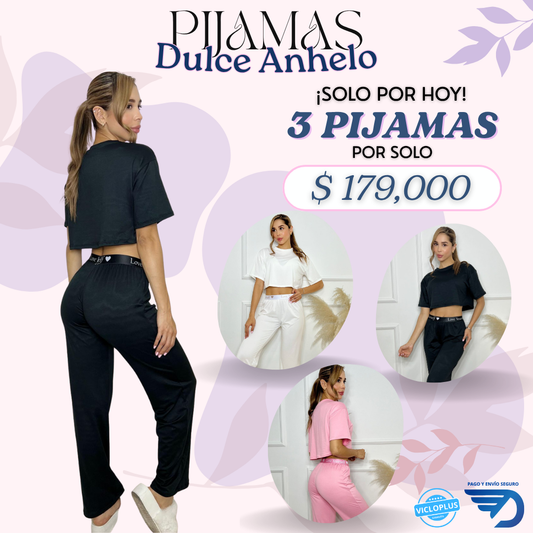 PIJAMA DULCE ANHELO - TELA EN PIEL DE DURAZNO - TALLAS (S, M, L, XL)
