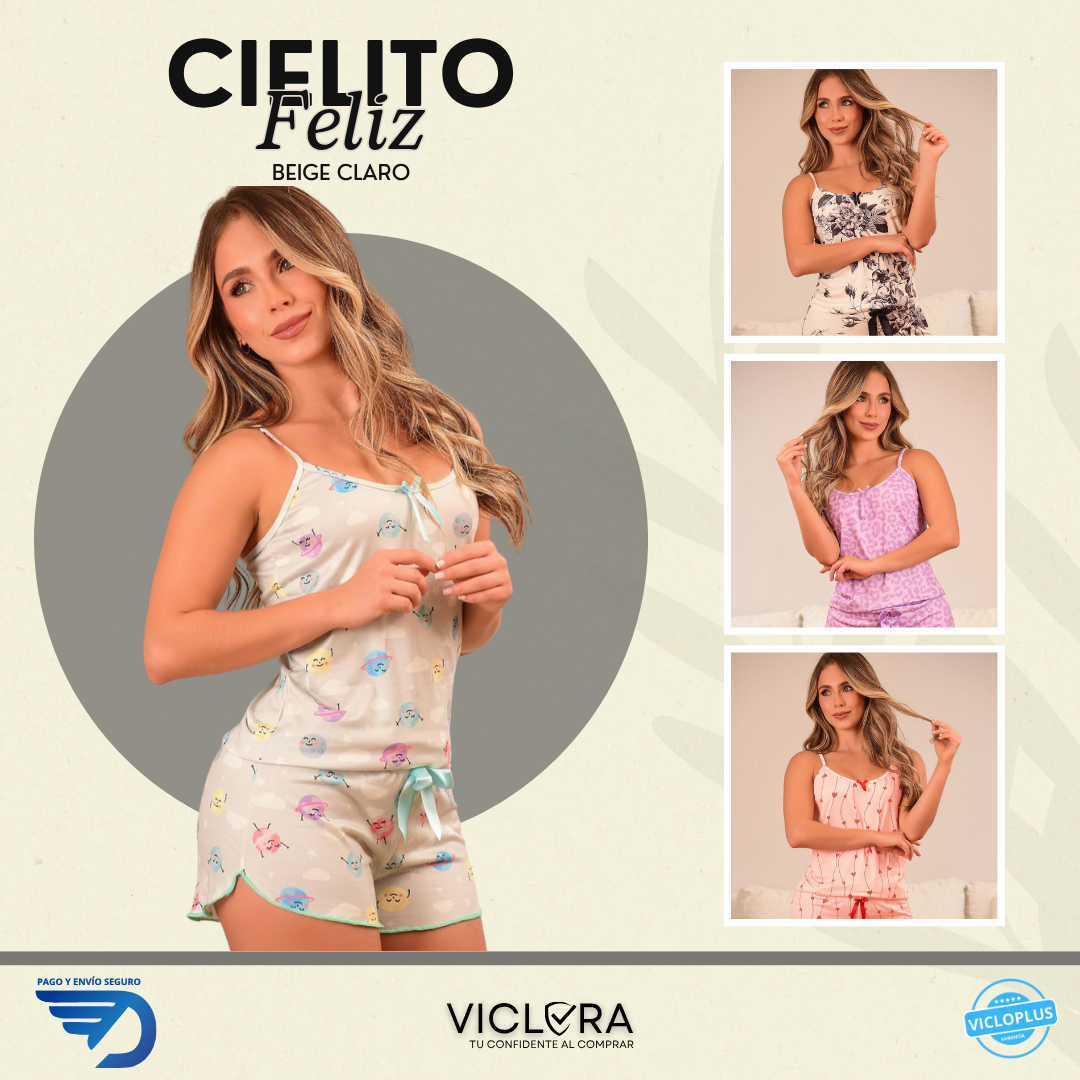 PIJAMA SUEÑOS DE LUNA EN TELA PIEL DE DURAZNO TALLAS (S,M,L,XL)