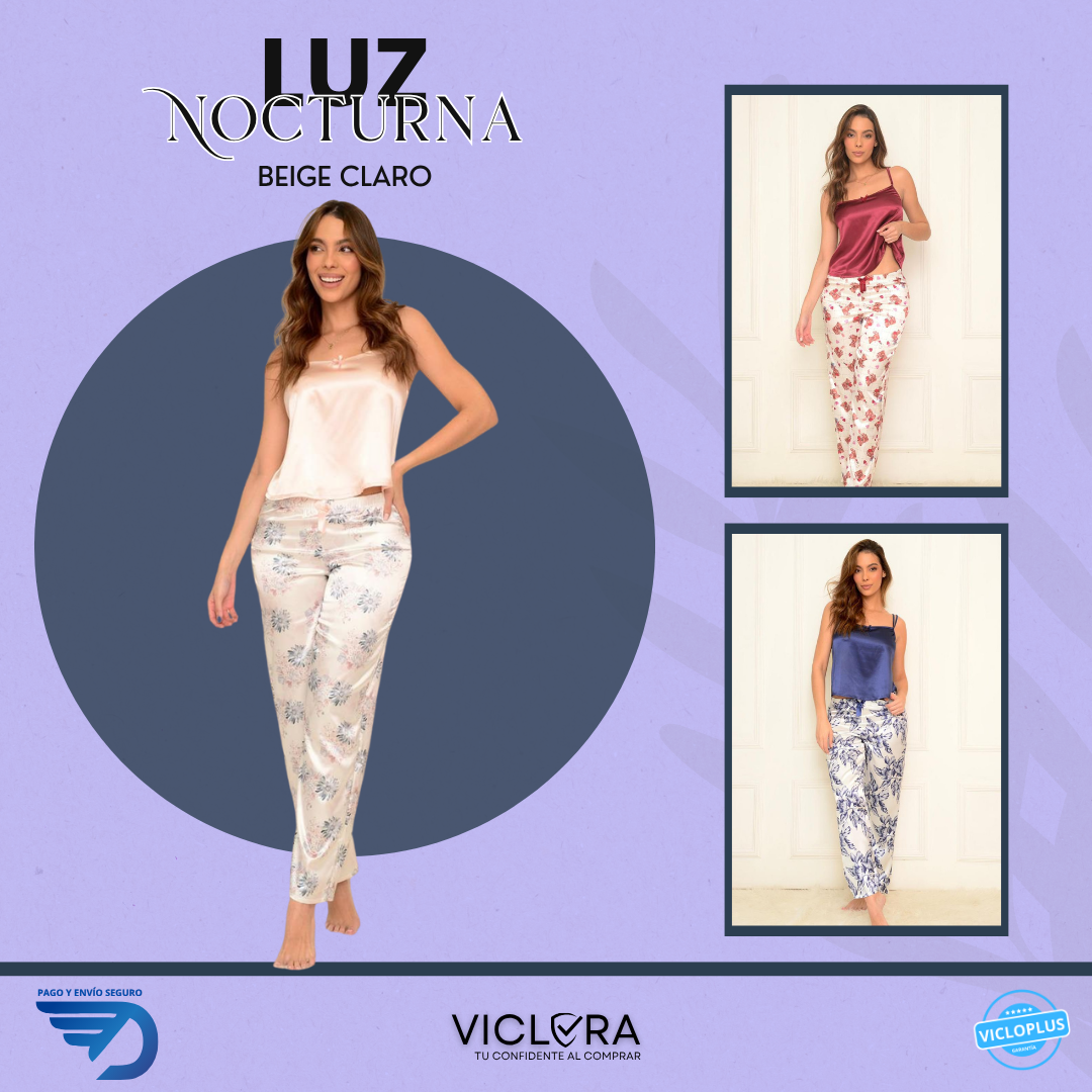 PIJAMAS FLOR DE SATÍN - TELA DE SATÍN PREMIUM TALLAS (S, M, L, XL)