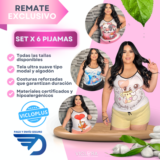 REMATE - PAQUETE X 6 PIJAMAS - TALLA PLUS