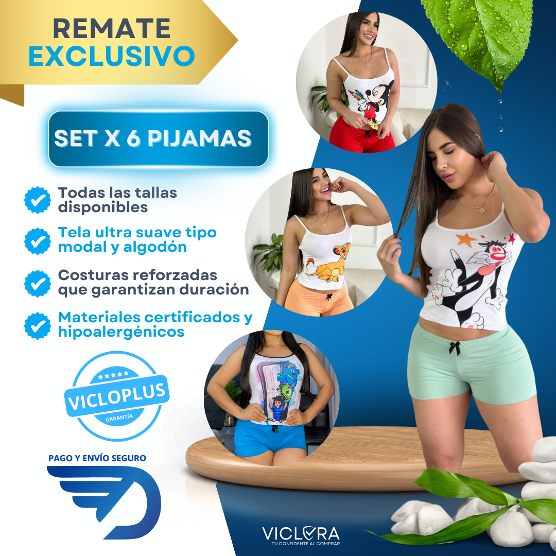 REMATE - SET DE 6 PIJAMAS TALLA ÚNICA