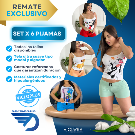 REMATE - SET DE 6 PIJAMAS TALLA ÚNICA